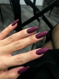 "Ethereal and enchanting, purple nails drape your style in a veil of mystery and charm." Hashtags: #VioletVeil #PurpleNails #MysticManicure #NailAesthetic #ElegantHues #ChicAndBold #NailArtInspo #RoyalVibes #nails #purple #aesthetic #pinterest Dark Nail Acrylic, Dark Purple Manicure Ideas, Rich Purple Nails, Deep Purple Nail Art, Dark Tone Nails, Plum Almond Nails, Dark Nails Purple, Classy Fun Nails, Short Almond Acrylic Nails Winter