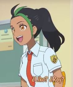 an animated image of a female police officer with her hair in ponytails and the words lilko boy?