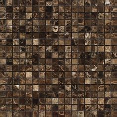 5/8 x 5/8 Polished Emperador Dark Marble Mosaic Tile Sample - Tilephile Emperador Dark Marble, Floor Mosaic, Square Mosaic Tile, Dark Marble, Mosaic Texture, Elegant Tiles, Natural Kitchen, Stone Mosaic Tile, Glass Subway Tile