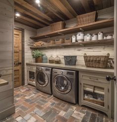 a washer and dryer in a small room