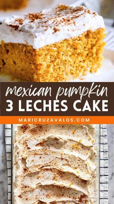 mexican pumpkin cake with cream cheese frosting on top