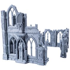 a white model of a gothic castle