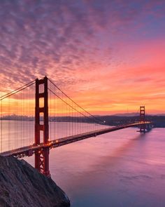 the golden gate bridge in san francisco at sunset