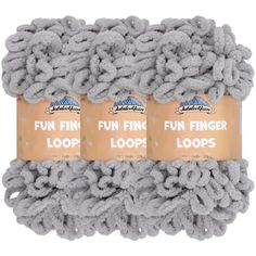 3 pack of fun finger loops for dogs, grey and gold packaging on white background