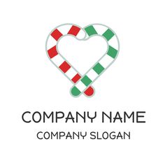 a candy cane heart logo with the word's name in red, green and white