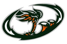 the logo of the oregon state university football team, with an orange and black dragon on it's head