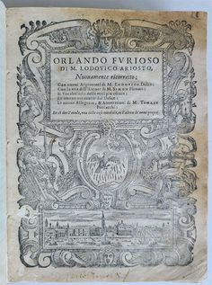 At Auction: 1583 ORLANDO FURIOSO by Ludovico ARIOSTO STRIKINGLY ILLUSTRATED antique vellum Purchase Invoice, Chinese Art, Indian Art, Asian Art, Orlando