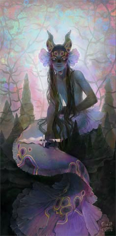 a woman with long hair sitting on top of a mermaid