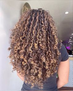 🤍 Curly Hair Color Ideas, Blonde Highlights Curly Hair, Curly Hair Color, Curly Highlights, Dyed Curly Hair, Natural Curly Hair Cuts, Highlights Curly Hair, Mixed Curly Hair, Honey Brown Hair