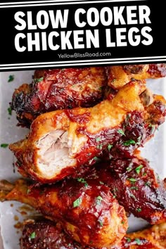 slow cooker chicken legs with text overlay