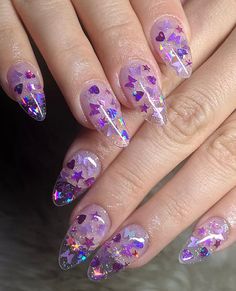 Random Nails, Clear Glitter Nails, Set Nails, Nails Arts, Nail Art Studio, Beauty Nails Design, Fall Acrylic Nails, Kawaii Nails