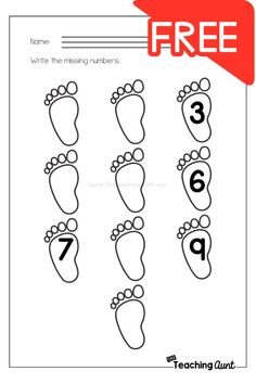 a printable worksheet for numbers 1 - 10 with the number nine feet