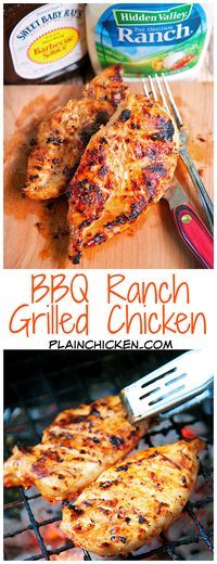 bbq ranch grilled chicken is cooking on the grill