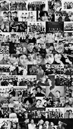 a collage of many different people in black and white