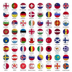 the flags of different countries are shown in circles