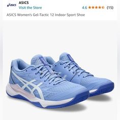 Asics Gel Tactic 12 Indoor Court Shoes Size 8 Women Brand New And Comes In Original Box Stunning Blue Color Volleyball, Squash, Pickleball,Etc.! Size 8 Women, Asics Women, Asics Gel, Court Shoes, Indore, Women Brands, Athletic Shoes, Blue Color, Brand New