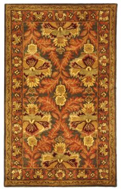 The refined look of antique Persian rug design is masterfully revived for today's extraordinary home decor in the Antiquity Rug Collection. Rich colors and evocative motifs lend heirloom qualities to classy-casual and traditional room decor, with a special herbal wash enhancing the marvelous aged patina of Antiquity. Hand tufted in India using 100% hand-spun premium wool. Safavieh Antiquity Nevahad 3 X 5 (ft) Wool Sage/Gold Indoor Floral/Botanical Vintage Throw Rug in Green | AT54B-3 Traditional Room Decor, Oval Area Rug, Persian Rug Designs, Gold Area Rug, Vintage Throws, Botanical Vintage, Hooked Wool, Tapestry Art, Antique Persian Rug