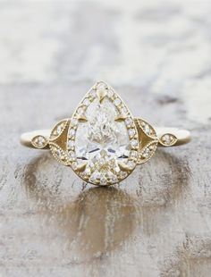 caption:Shown with a 1.23ct center diamond Marquise Engagement Ring Halo Yellow Gold, Marquise Engagement Ring Halo, Pear Engagement Ring Halo, Pear Diamond Engagement Ring, Pear Engagement Ring, Custom Ideas, Yellow Gold Setting, Rose Gold Engagement, Oval Cut Diamond