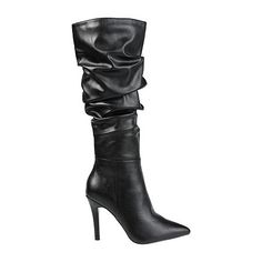 Add some drama to your favorite looks with the Sarie boot by Journee Collection. This slouchy boot features supple vegan leather and a soft 4 mm true comfort foam footbed for the perfect fit. A tall stiletto heel elevates the look for a leg-lengthening lift.Features: ComfortClosure Type: ZipperFootwear Technology: Memory Foam InsoleShaft Circumference: 14 1/2 InchesBoot Shaft Height: 14 InchesShoe Heel Height: 4 InchesUpper/Outer Base Material: 100% PolyuretheneShoe Lining Material: FabricSole … Edgy Fall Party Heeled Boots, Wide Calf Boots For Night Out, Winter High Ankle Boots For Night Out, Chic High Ankle Boots For Night Out, Edgy Winter Boots For Party, Winter Evening Heeled Boots, Elegant Boots For Date Night In Fall, Chic Fitted Boots For Date Night, Edgy Winter Party Boots