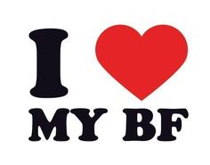 i love my bf sticker is shown in black and red with the words