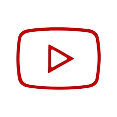 a red play button with an arrow pointing to the left side on a white background