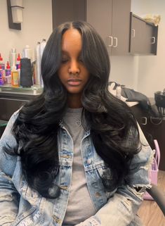 Sew In With Layers, Middle Part Sew In, Natural Straight Hair, Weave Ponytail Hairstyles, Frontal Wig Hairstyles, Birthday Hairstyles, Quick Weave