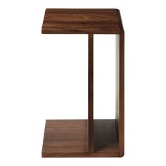 the side table is made out of wood and has a glass shelf on top for storage