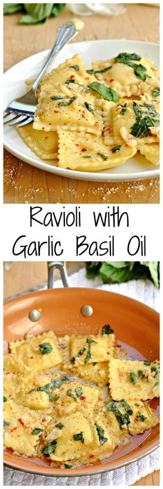 ravioli with garlic basil oil is an easy and delicious side dish for any meal