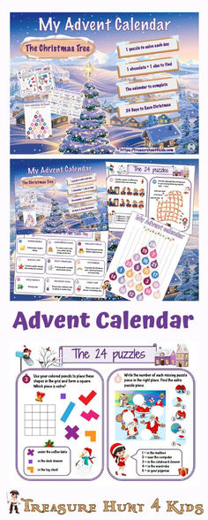 the christmas tree activity calendar is shown with pictures and instructions to help students learn how to use