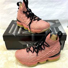 This Is A Beautiful Pair Of Nike Lebron Xv Limited Gs Athletic Shoes Size 6 Youth Still Like Brand New In The Box. The Only Where Is On The Bottom Of The Shoe And It’s Minimal.. Pink Synthetic Basketball Shoes With Boost Midsole, Pink Basketball Shoes With Rubber Sole For Sports, Pink High-top Basketball Shoes With Rubber Sole, Pink Basketball Shoes With Rubber Sole, Pink Sneakers With Speckled Midsole, Pink Synthetic Basketball Shoes For Sports, Pink Synthetic Sneakers With Speckled Midsole, Pink Synthetic Basketball Shoes, Pink Basketball Shoes With Round Toe