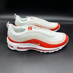 Nike Air Max 97 White Picante Red Guava Ice Sneakers Fn6869-633 Men's Size 8.5 Brand New With Box All Our Items Are 100% Authentic Or Money Back Guaranteed! 30 Day Return In Same Condition As Received Shipping: We Typically Ship Within 2 Days Of Purchase Packaged: Either Double Boxed Or Wrapped For Protection Please Contact Us With Any Questions Red Low-top Sneakers For Light Sports, University Red Low-top Running Shoes, Red Sporty Sneakers With Cushioned Footbed, Red Lace-up Sneakers For Jogging, University Red Sneakers With Cushioned Footbed For Light Sports, Red Slip-on Running Shoes For Jogging, Red Slip-on Jogging Sneakers, Red Slip-on Running Sneakers, Red Slip-on Sneakers For Jogging