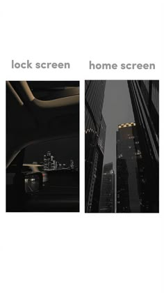 an image of the inside of a car looking up at skyscrapers and city lights