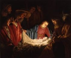 the birth of jesus is depicted in this painting