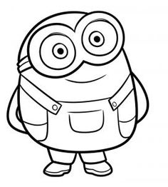 a black and white drawing of a minion