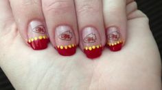 Chiefs nails Chief Nails, Chiefs Makeup, Sports Nail Art