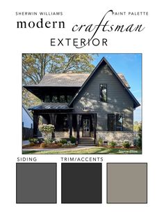 the modern craftsman exterior color scheme is shown in gray and black, with white trim