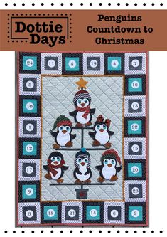 penguin christmas tree with penguins on it and numbers in the middle, as well as an ornament