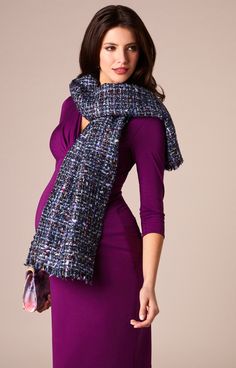 The multi tonal boucle fabric is soft, warm and luxurious with hints of metallic blue, purple, copper and silver threads intricately woven for warmth and luxury. Made from the same elegant fabric as the Torrington Coat by our sister brand Alie Street, designed and made here in Great Britain out of this premium cloth. Adds a polished finishing touch to any outfit. Elegant Blue Winter Scarf, Elegant Blue Scarf For Winter, Elegant Blue Scarves For Fall, Maternity Wedding Dresses, Maternity Wedding, Tiffany Rose, Pregnant Wedding, Pregnant Wedding Dress, Elegant Fabric