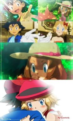 the pokemon movie is shown in two different frames, one with an anime character on it