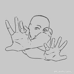 a drawing of a person holding their hands up