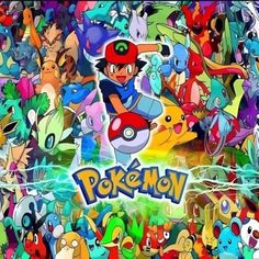 an image of pokemon surrounded by many different characters