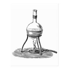 an ink drawing of a wine bottle with a corkscrew on the ground next to it