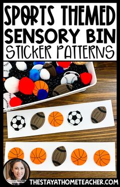 sports themed memory bin sticker patterning for kids to use with their favorite game