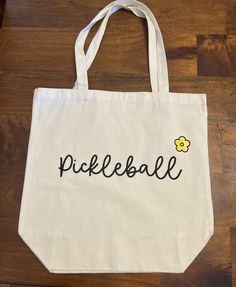 "Super cute Pickleball Tote Bag!  Roomy 16 x 16 1/2 Canvas tote bag with spacious 6\" gusset.  This will hold everything you need for the court!" White Tote Bags For Sports Events, White Tote Bag For Sports Events, Cz Stud Earrings, Card Bag, Pickleball, The Court, Zipper Bags, Canvas Tote Bag, Canvas Tote