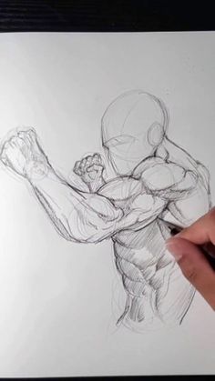 a drawing of a man's arm and torso