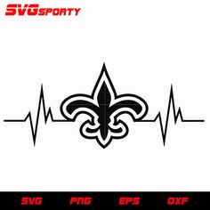 the new orleans saints heartbeat decal is shown in black and white with red lettering