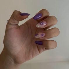 Concert Nails, Purple Acrylic Nails, Grunge Nails, Soft Nails, Short Acrylic Nails Designs, Star Nails