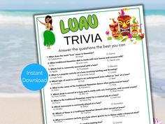 a poster with the words loa o trivia and an image of a woman on the beach