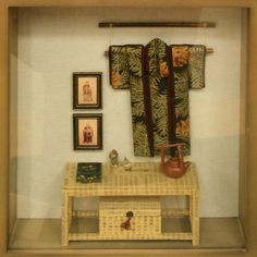 Japanese Diorama, Display Kimono, Kimono Display, Deep Picture, Japanese Dollhouse, Japanese Miniature, Ficus Bonsai, Room Box Miniatures, Diy Miniatures