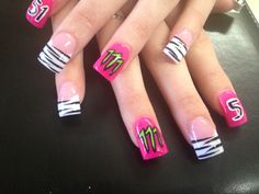 Racing nails Monster Energy Nails, Energy Nails, Scene Nails, Racing Nails, Character Nails, Moto Mom, Awesome Nails, Dope Nail Designs, Metal Mulisha